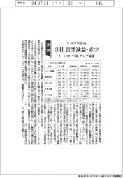 トヨタ系部品の４ー６月期、３社が営業減益・赤字　中国・アジア減速