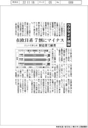 ウクライナ侵攻/在欧日系7割にマイナス、製造業で顕著 ジェトロまとめ