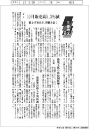 主要地区・洋紙／10月販売高5.3％減
