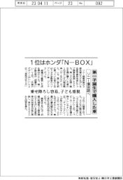 ソニー損保調べ/第一子誕生で購入した車-1位ホンダ「N―BOX」