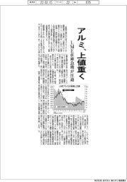 アルミ、上値重く LME在庫急増が圧迫