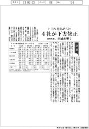 トヨタ系部品６社の通期見通し、４社が下方修正　車減産響く